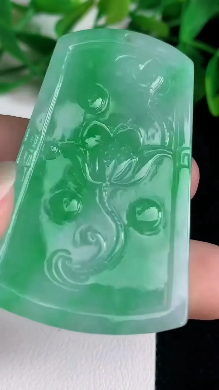天然A货翡翠鸟语花香吊坠，尺寸54.4-33.7-5.7，重量:22.24g
6月22日