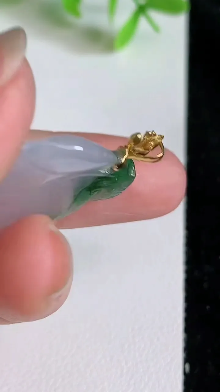 天然A货翡翠金枝玉叶 叶子吊坠，尺寸29-20.6-4.7，重量:4.82g
6月22日