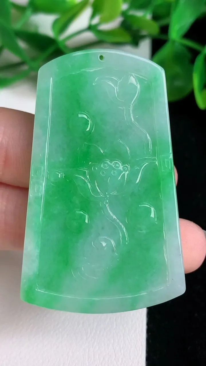 天然A货翡翠鸟语花香吊坠，尺寸54.4-33.7-5.7，重量:22.24g
6月22日
