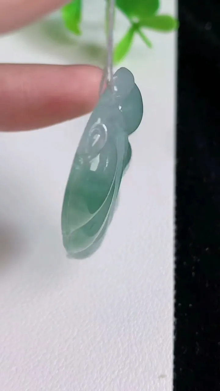 天然A货翡翠金枝玉叶 叶子吊坠，尺寸47-26.6-5.8，重量:13.10g
6月23日