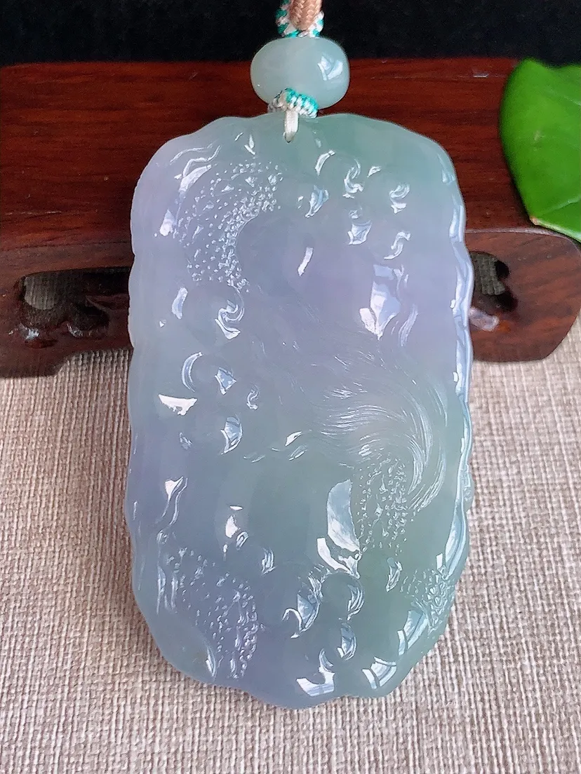 天然A货翡翠紫罗兰大件厚装龙牌吊坠尺寸72×41×11m量71.17g 0622