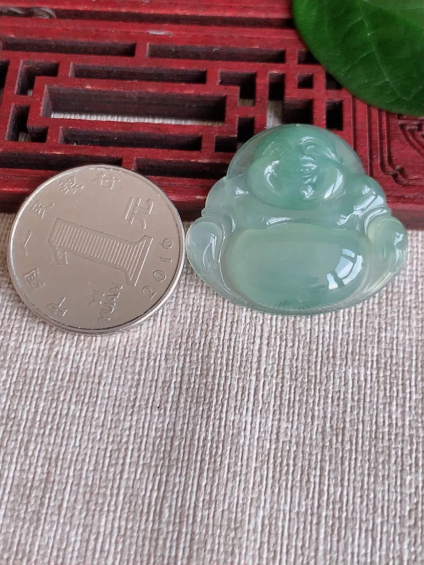 天然A货翡翠晴水佛公吊坠尺寸27.5×31×6m量7.34g 0624
