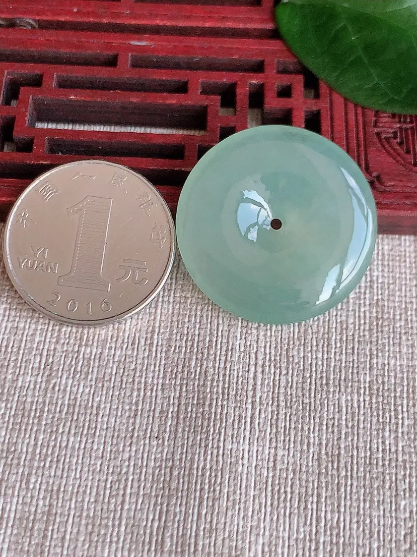 天然A货翡翠晴水平安扣吊坠尺寸29×5.8m量10.16g 0624