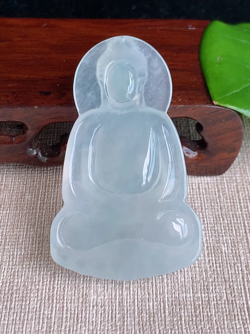 天然A货翡翠白月光大日如来吊坠尺寸57.8×35×5.6m量19.83g 0624