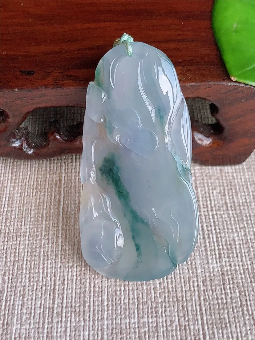 天然A货翡翠紫底飘花龙牌吊坠尺寸46.3×23.3×7.5m量13.20g 0624