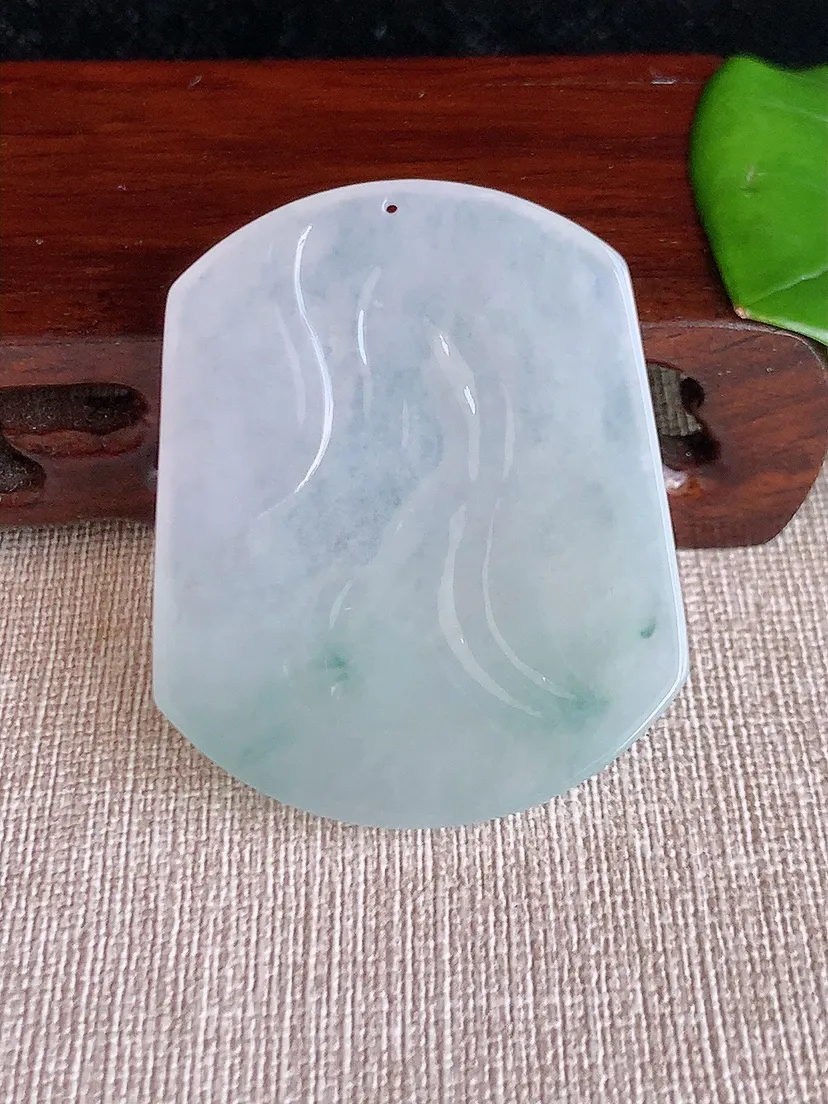 天然A货翡翠飘花文殊菩萨吊坠尺寸48.4×39.8×5.6m量23.03g 0624