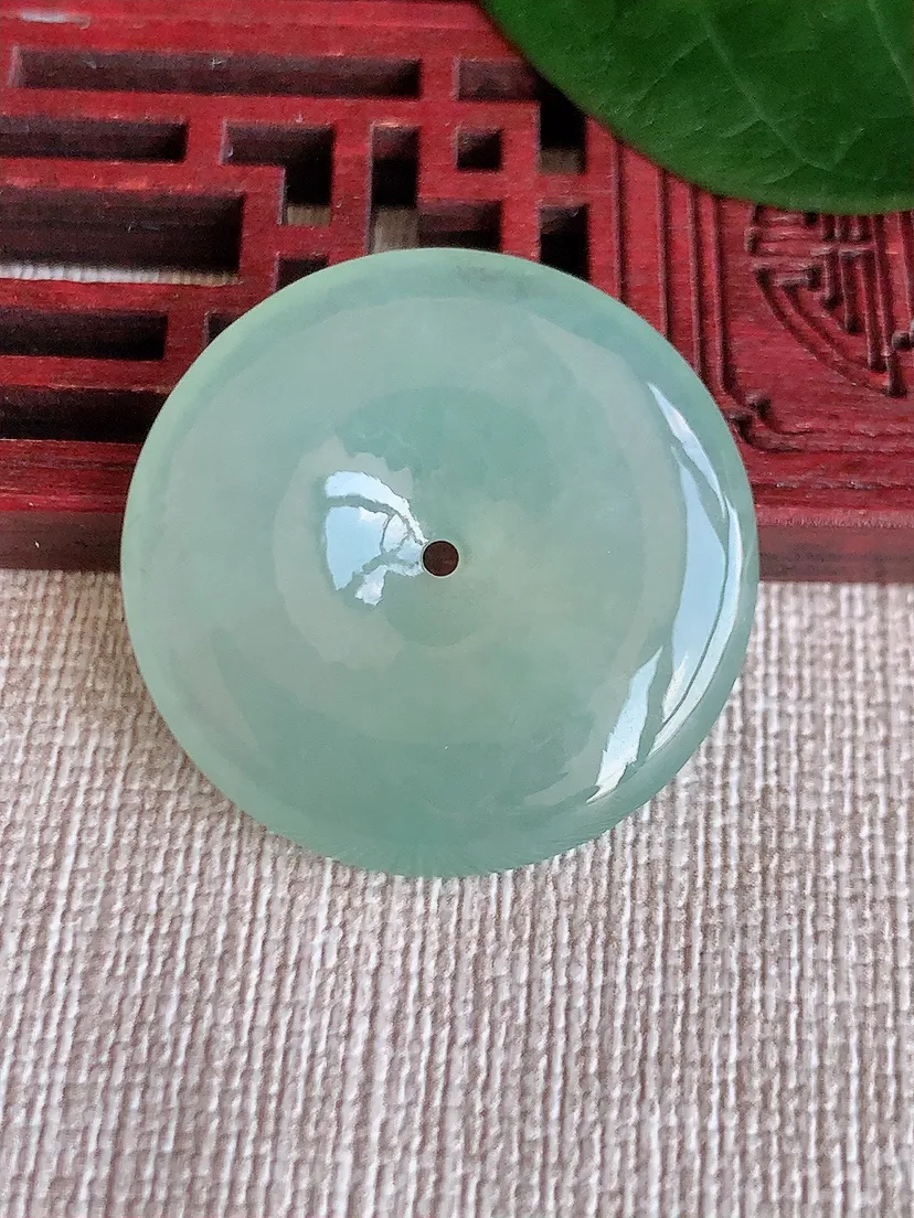 天然A货翡翠晴水平安扣吊坠尺寸29×5.8m量10.16g 0624