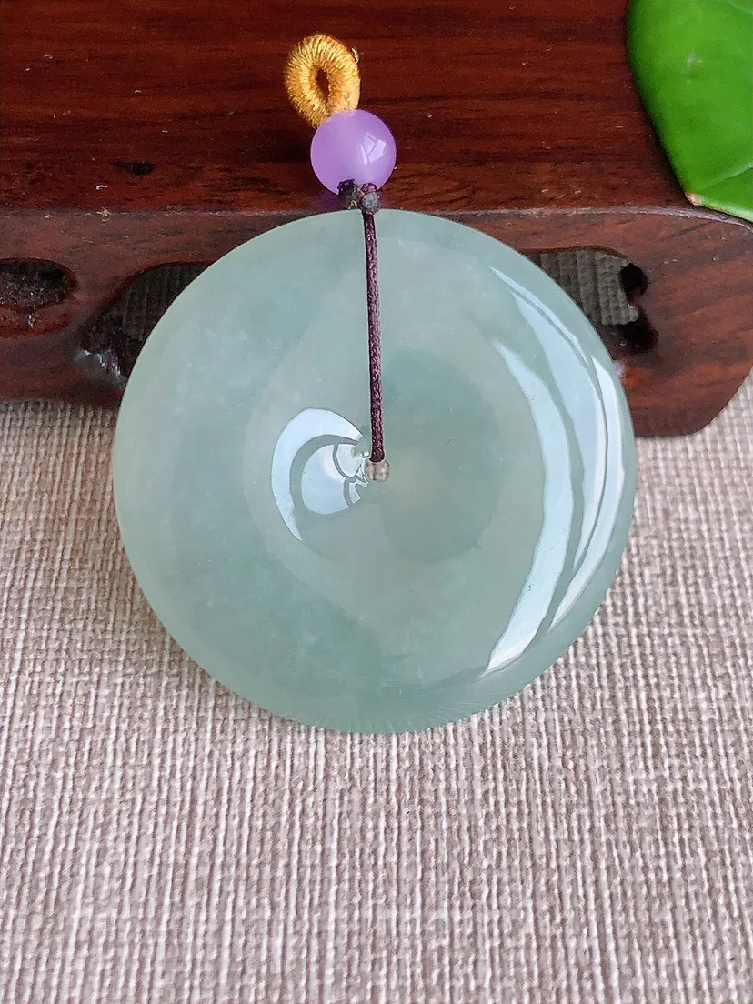 天然A货翡翠晴水大平安扣吊坠尺寸38.2×6m量19.65g 0624
