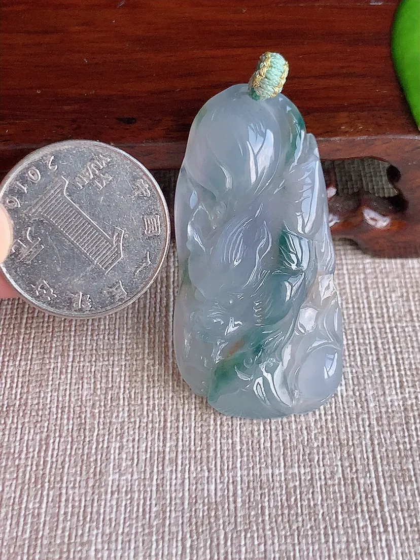 天然A货翡翠紫底飘花龙牌吊坠尺寸46.3×23.3×7.5m量13.20g 0624