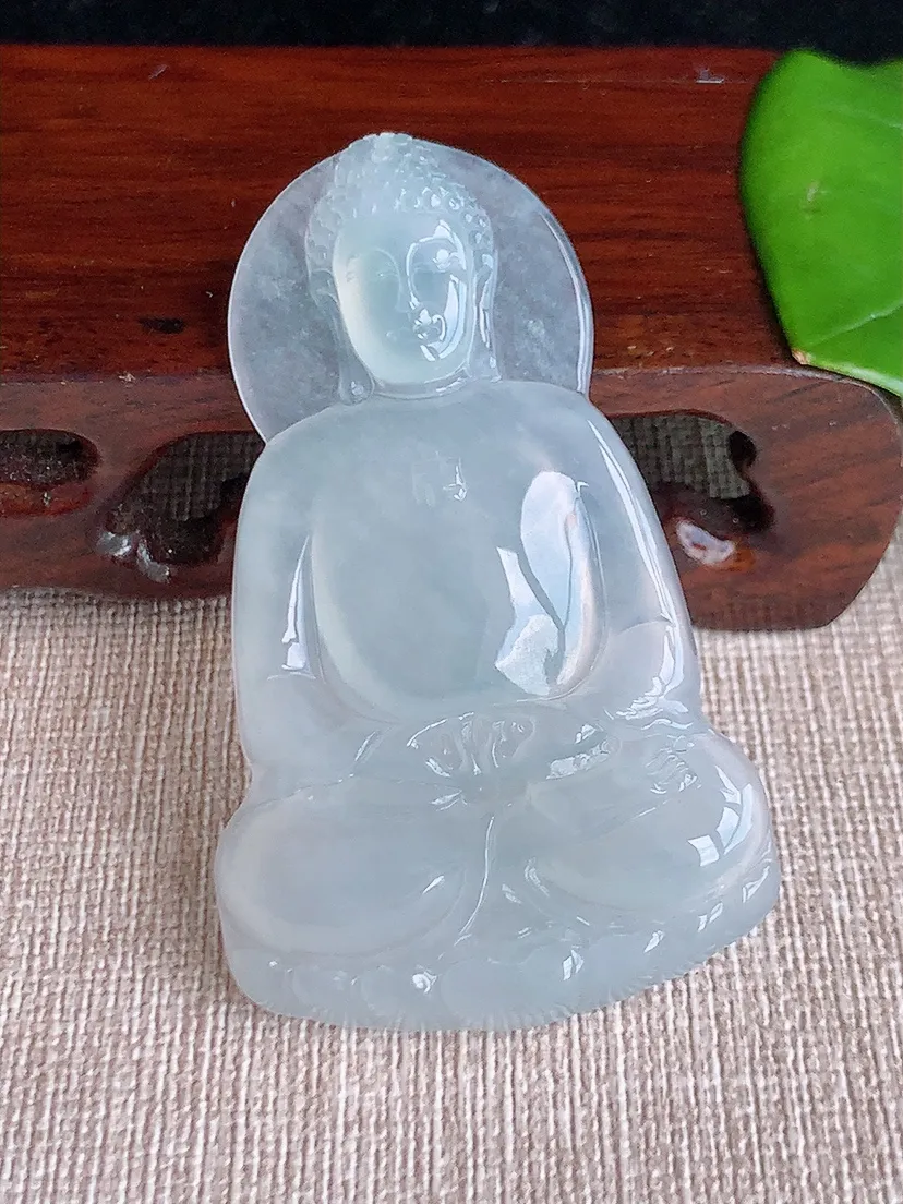 天然A货翡翠白月光大日如来吊坠尺寸57.8×35×5.6m量19.83g 0624