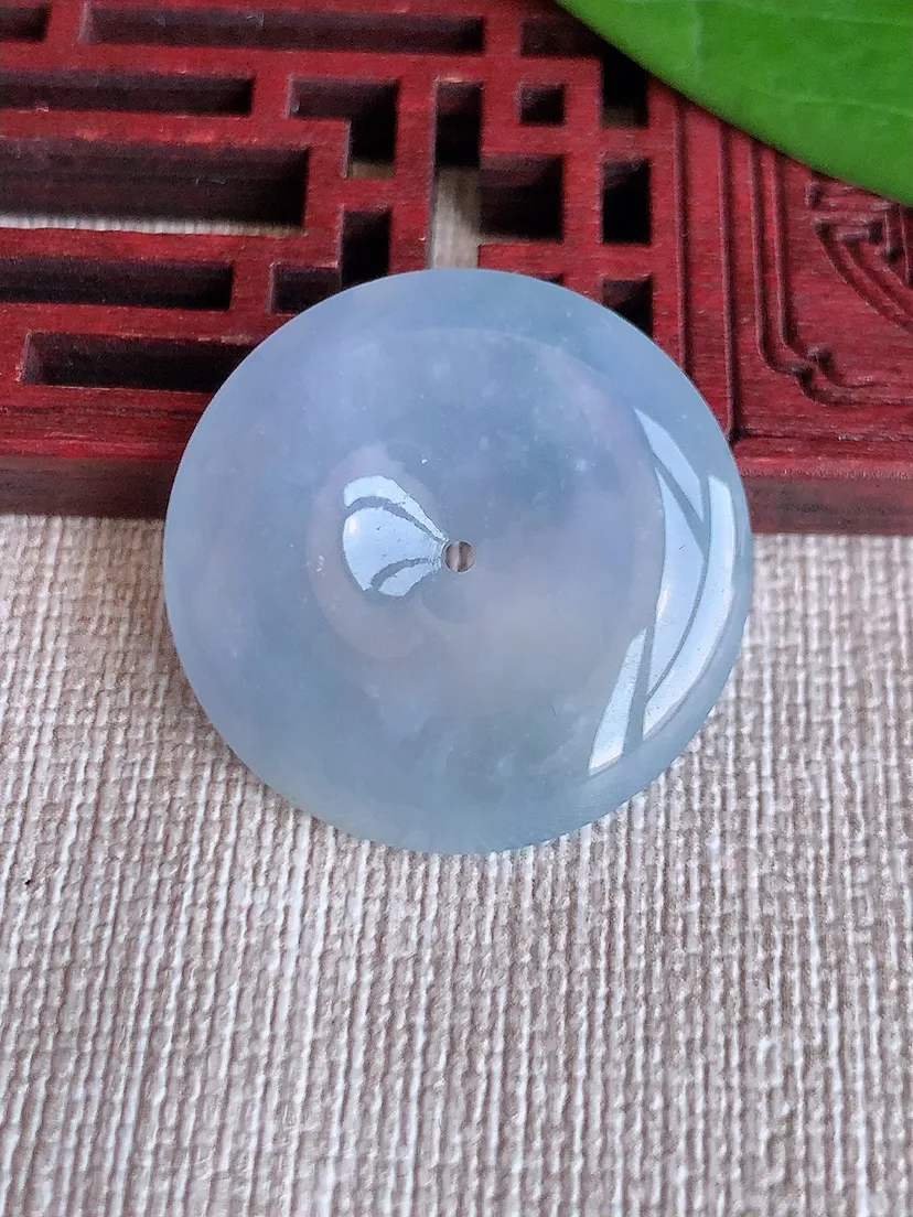 天然A货翡翠紫罗兰平安扣吊坠尺寸26.7×5.8m量8.27g 0625