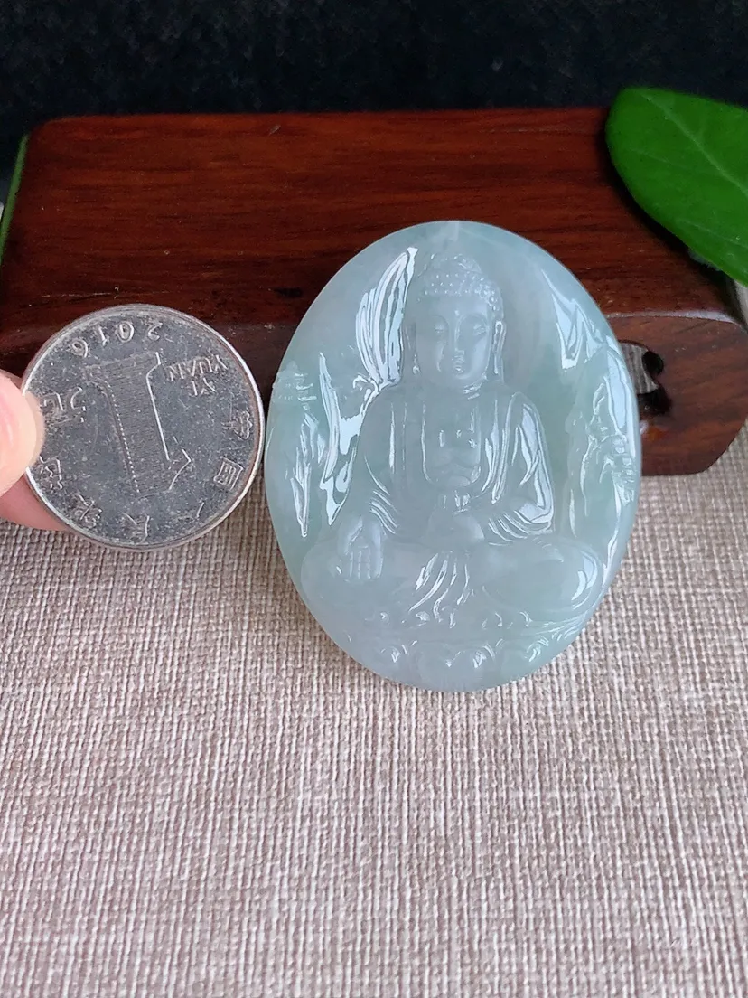 天然A货翡翠大日如来吊坠尺寸47.6×37.8×5.4m量21.64g 0625