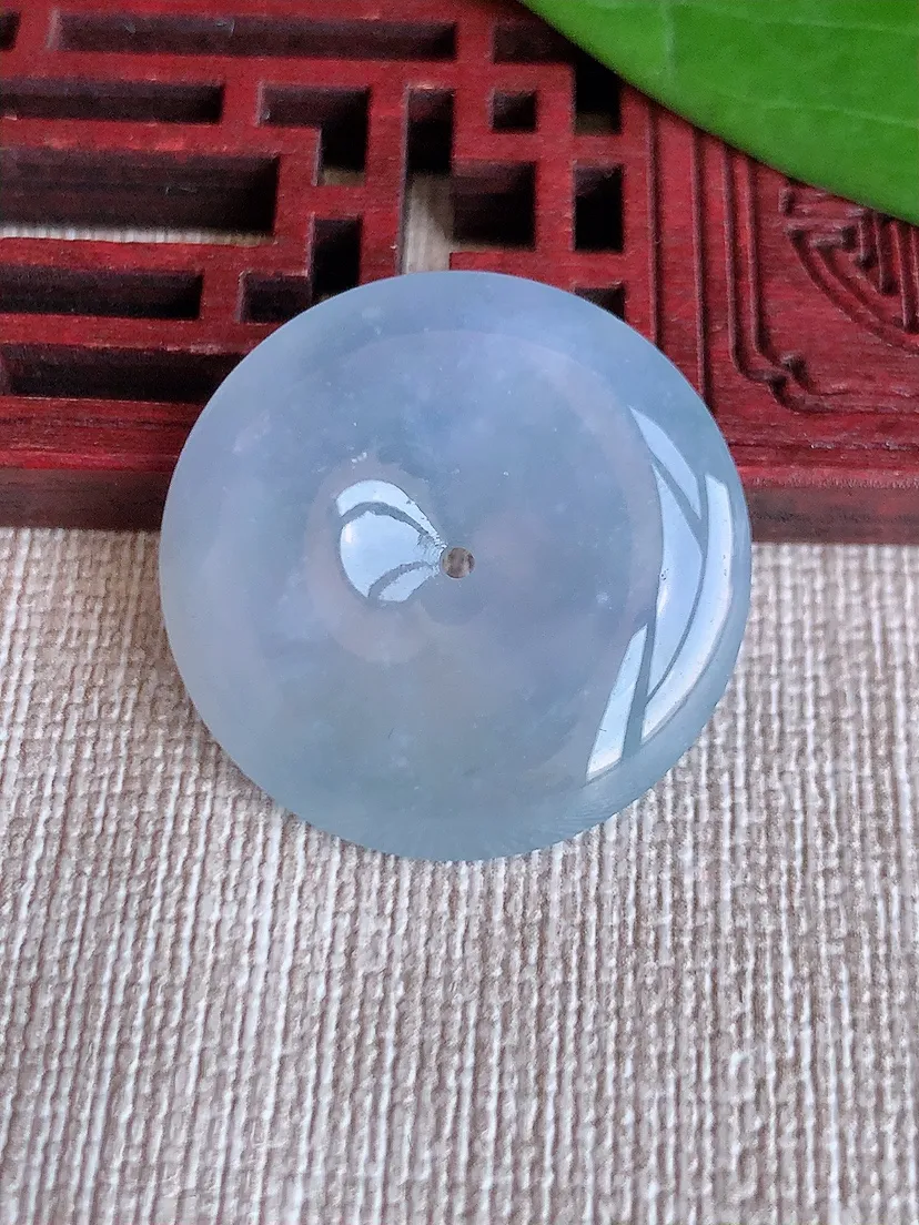 天然A货翡翠紫罗兰平安扣吊坠尺寸26.7×5.8m量8.27g 0625