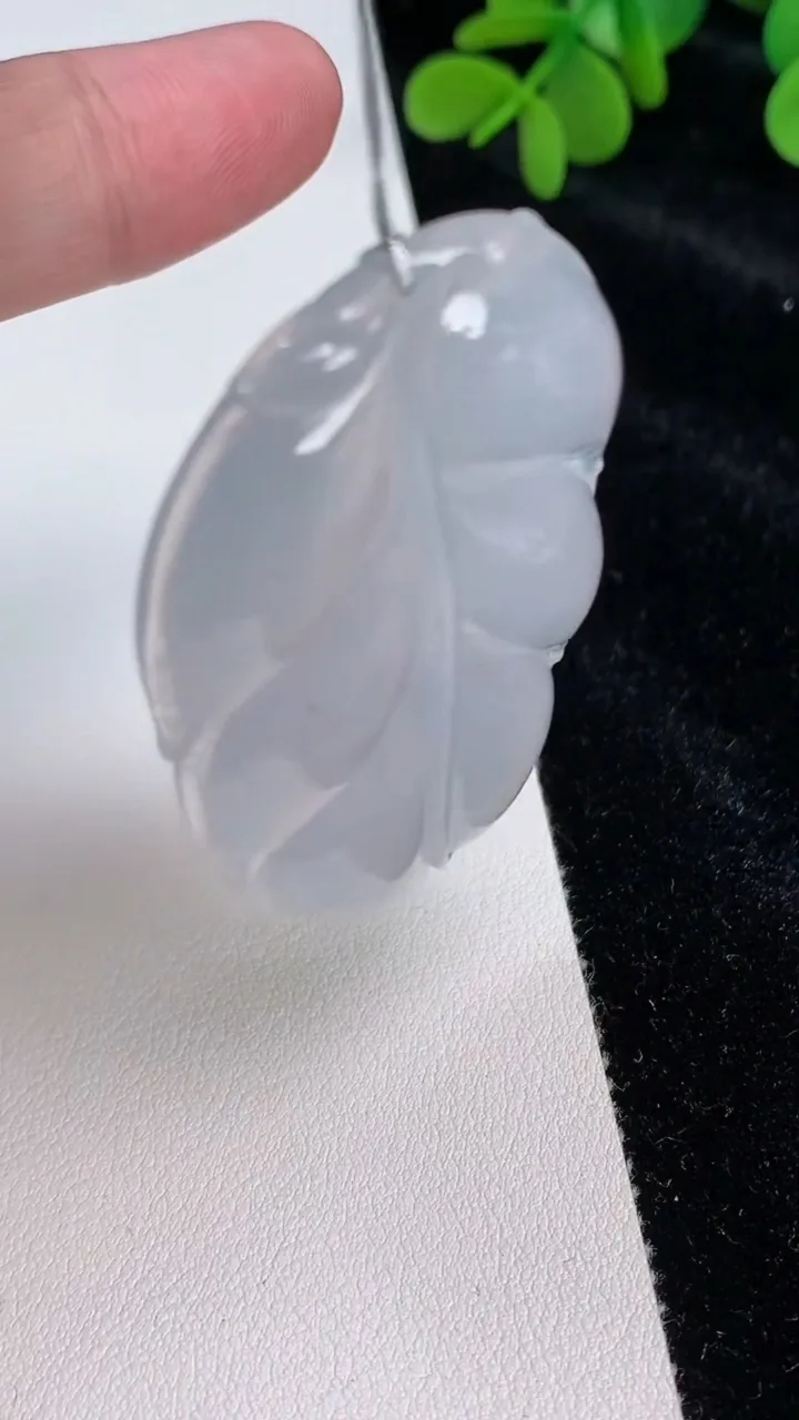 天然A货翡翠种金枝玉叶 叶子吊坠，尺寸53.2-35-6.2，重量:21.02g
6月26日