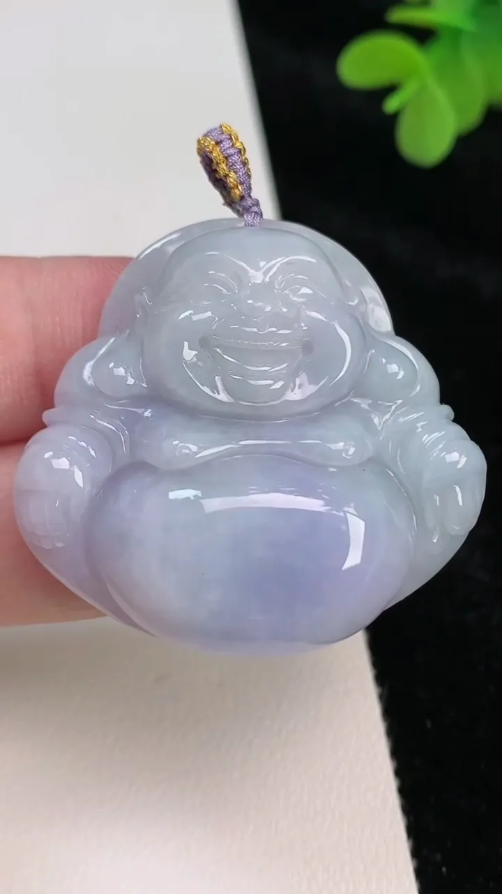 天然A货翡翠紫罗兰佛公吊坠，尺寸37.6-40.5-10.4，重量:25.00g
6月27日