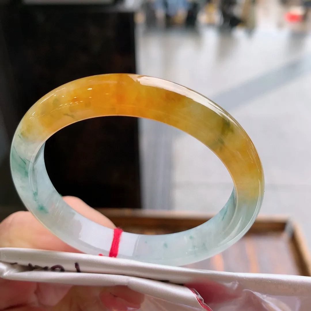 正圈冰玻黄翡 无瑕 尺寸:53.5/9.8/7.3 超值