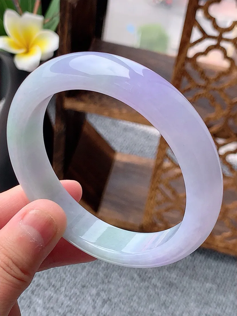 a货翡翠老坑紫罗兰正装正圈手镯59-60大圈口 尺寸59×13×8.8mm 重量70.90g 053