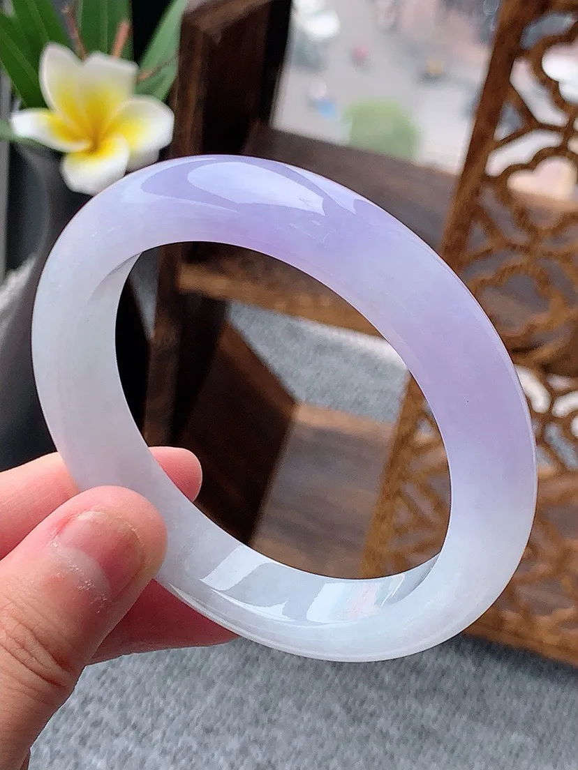 a货翡翠老坑紫罗兰正装正圈手镯57-58圈口  尺寸57×11.8×8.6mm 重量60.25g 0