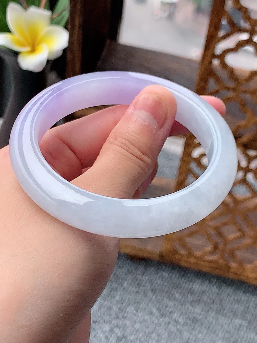 a货翡翠老坑紫罗兰正装正圈手镯57-58圈口  尺寸57×11.8×8.6mm 重量60.25g 0531
