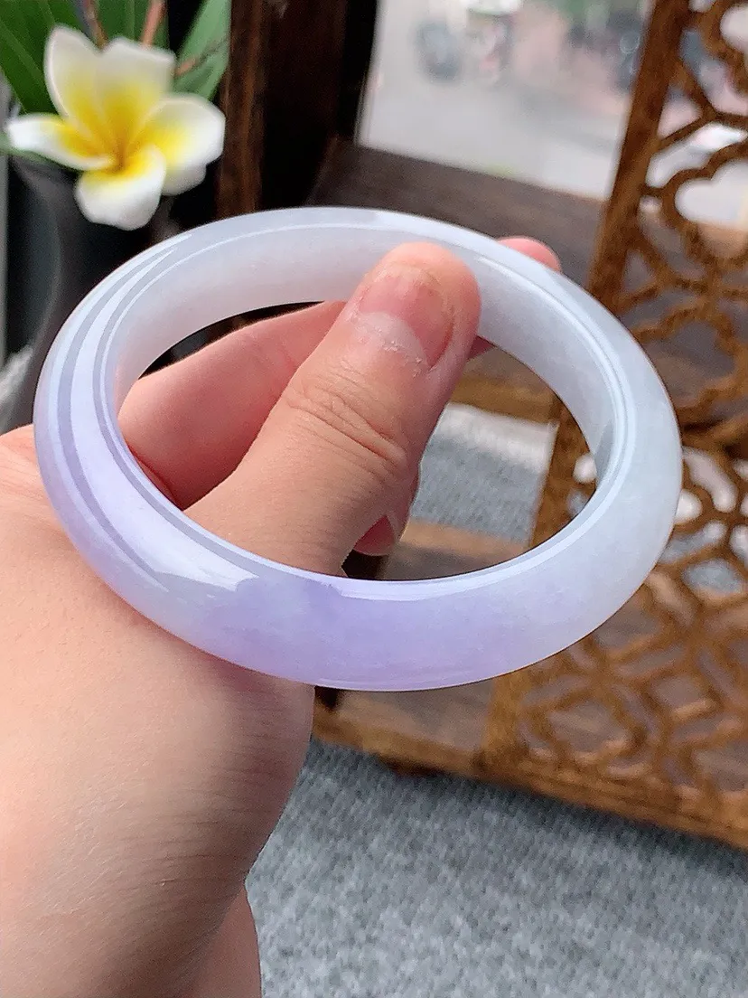 a货翡翠老坑紫罗兰正装正圈手镯57-58圈口  尺寸57×11.8×8.6mm 重量60.25g 0531