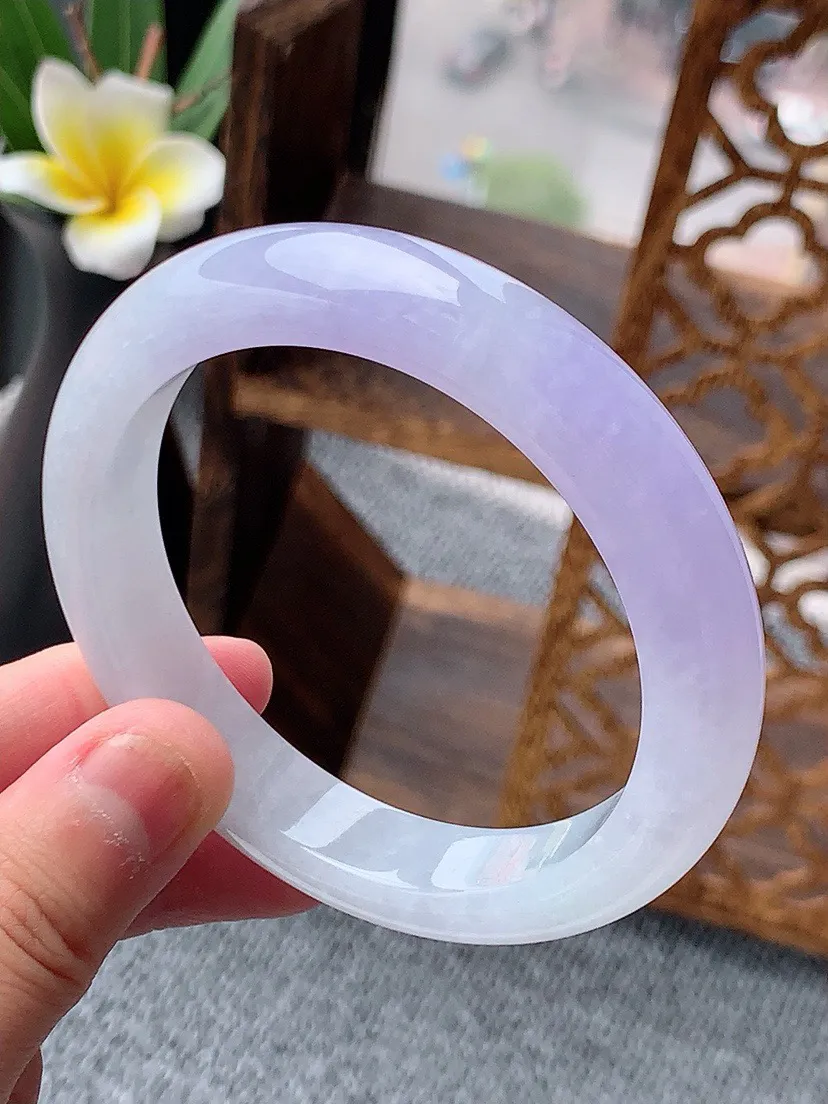 a货翡翠老坑紫罗兰正装正圈手镯57-58圈口  尺寸57×11.8×8.6mm 重量60.25g 0531
