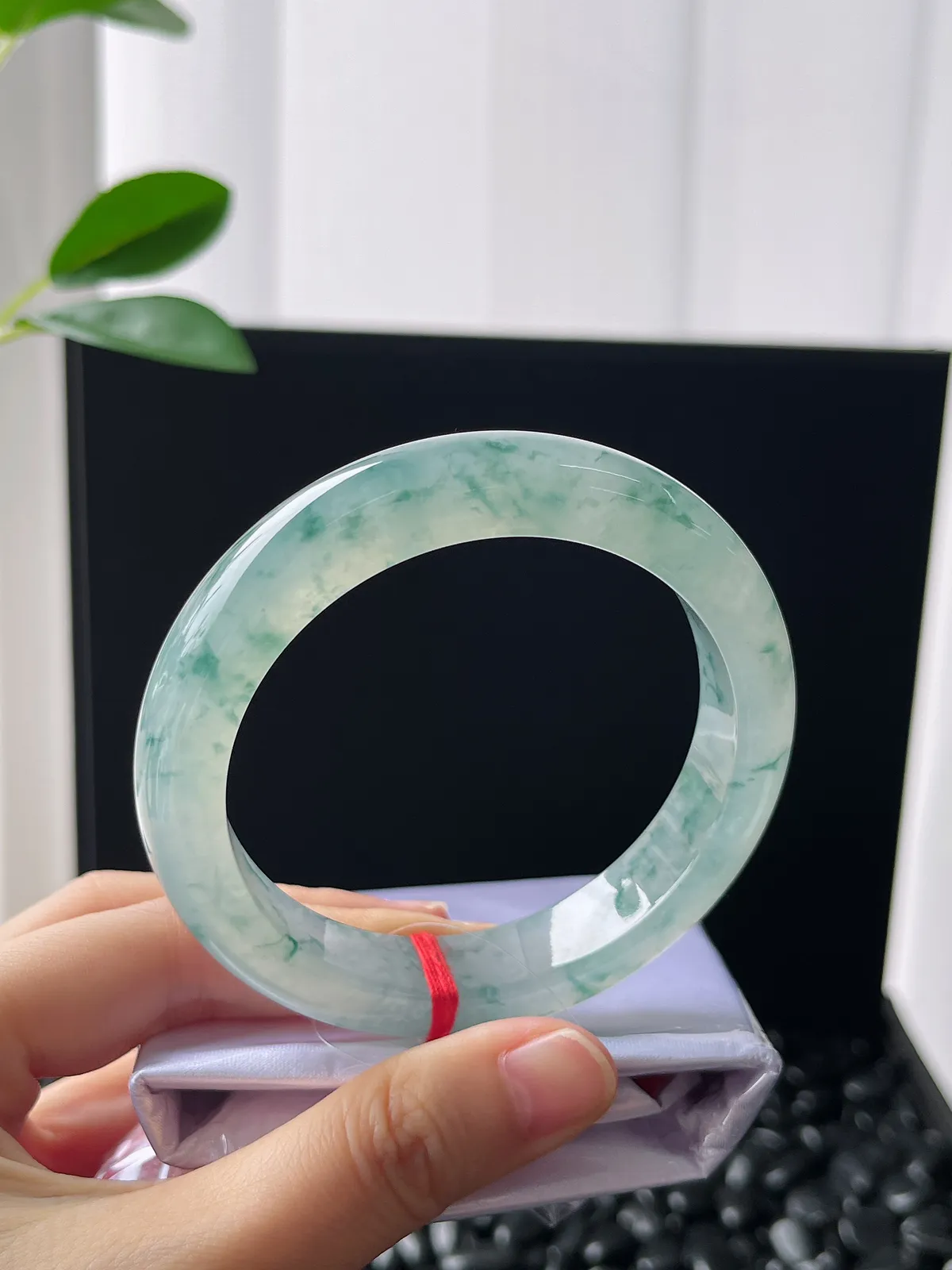 正圈58圈口，翡翠冰飘花正圈