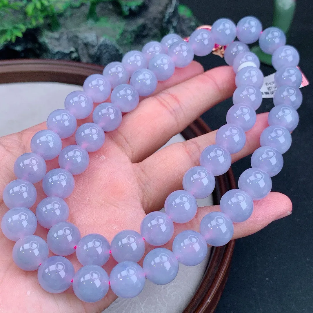 缅甸天然A货翡翠紫罗兰圆珠项链
尺寸11.5mm   重140.83g