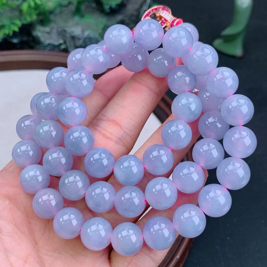 缅甸天然A货翡翠紫罗兰圆珠项链
尺寸11.5mm   重140.83g