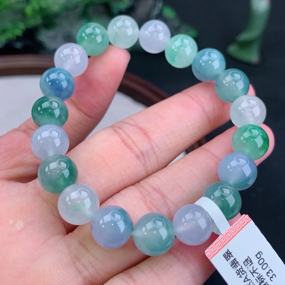 缅甸天然A货冰种多宝圆珠手串
尺寸10mm   重33.00g