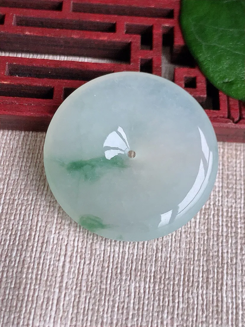 a货翡翠老坑冰种飘花平安扣吊坠 尺寸31.7×5.7mm 重量12.94g 0603
