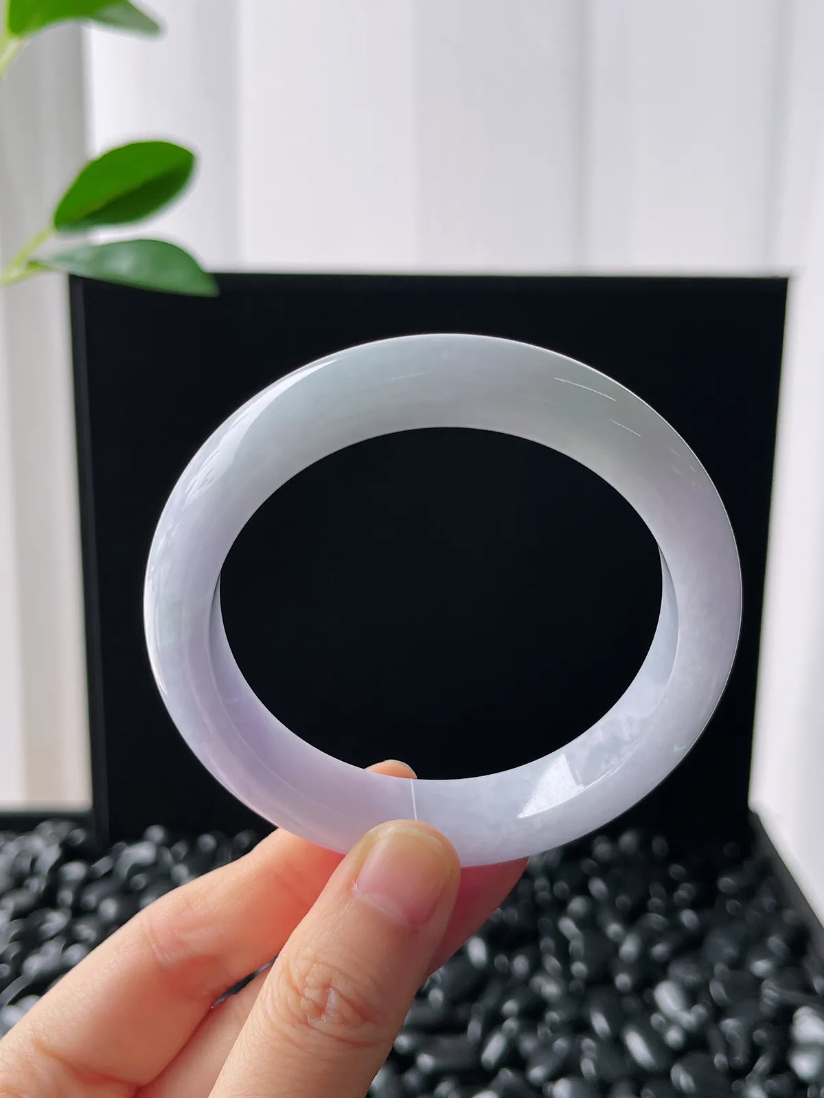 正圈57圈口，翡翠糯化紫色手镯
