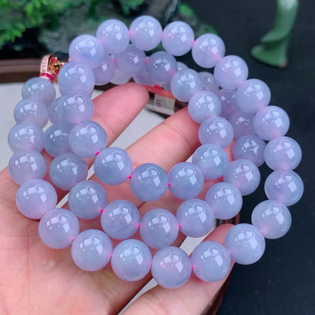 缅甸天然A货翡翠紫罗兰圆珠项链
尺寸11.5mm   重140.83g