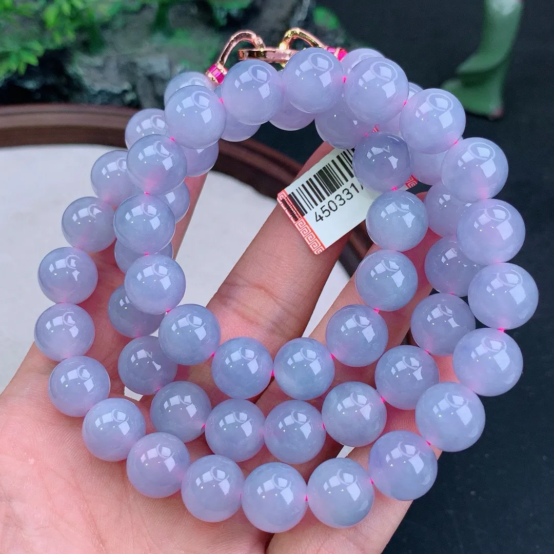 缅甸天然A货翡翠紫罗兰圆珠项链
尺寸11.5mm   重140.83g