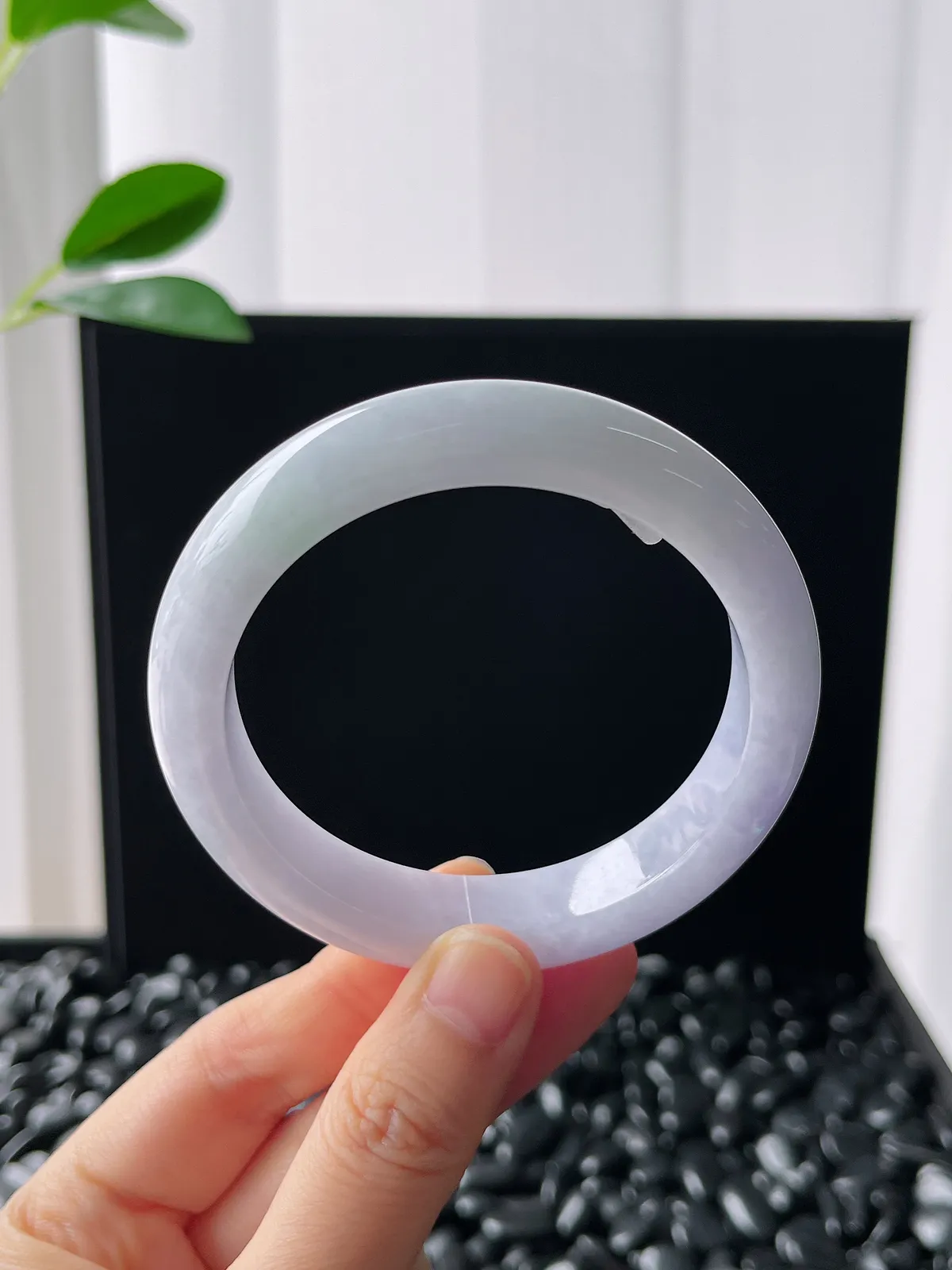 正圈57圈口，翡翠糯化紫色手镯
