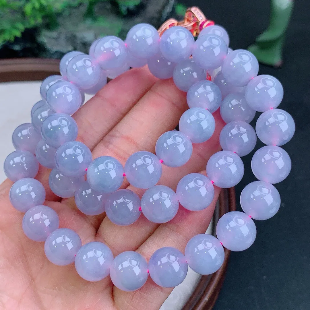 缅甸天然A货翡翠紫罗兰圆珠项链
尺寸11.5mm   重140.83g