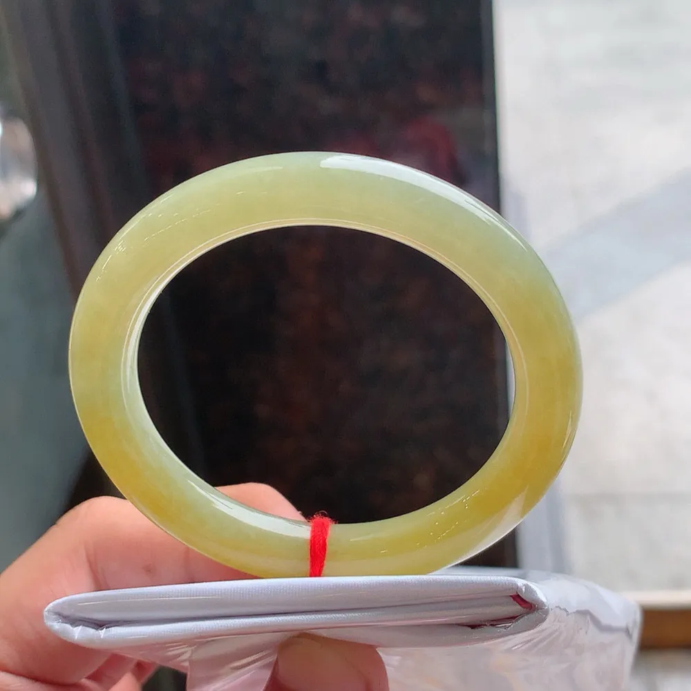 圆条冰黄翡 无瑕 尺寸:54.1/9.3 超值🥰🥰