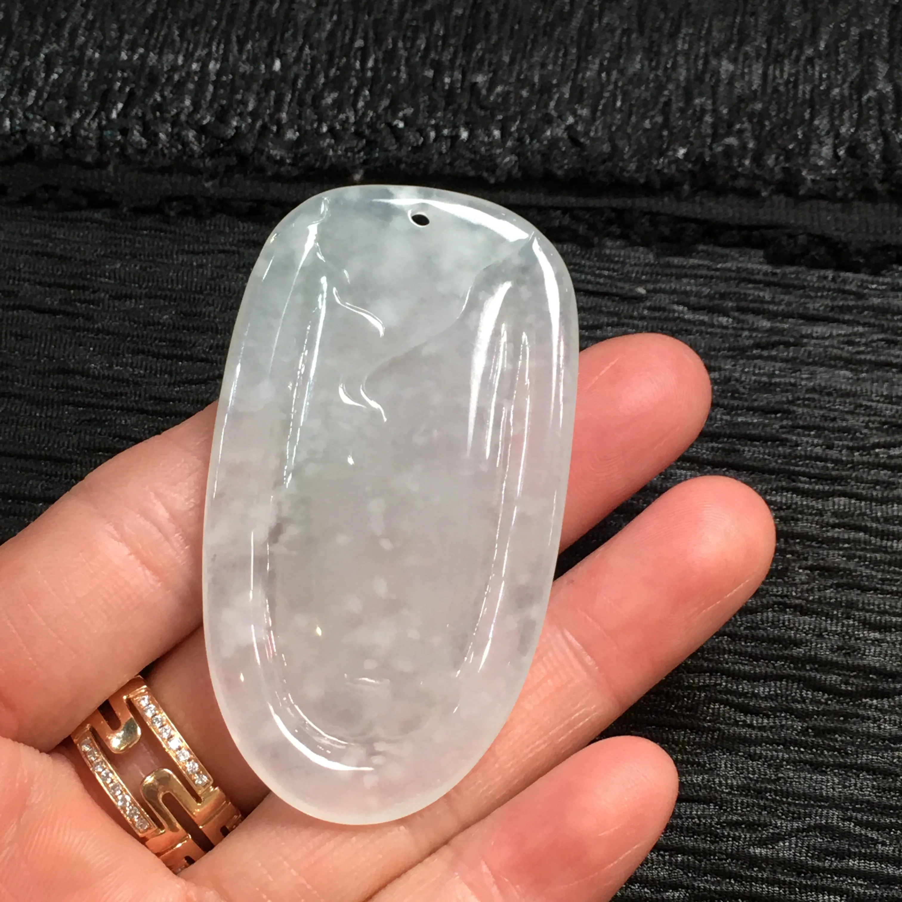 冰糯种雪花棉不动明王吊坠 尺寸58.5-32-7毫米