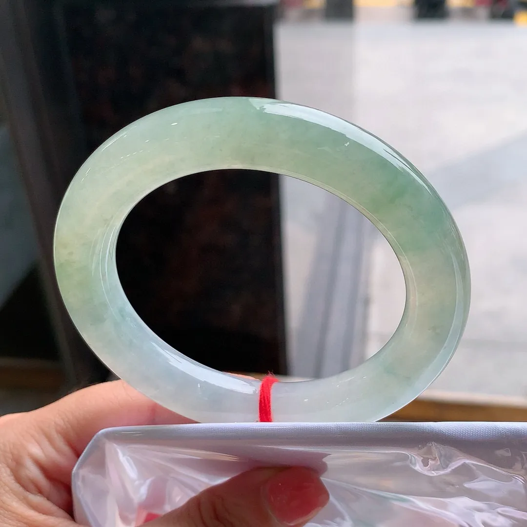 圆条高冰绿 无瑕 尺寸:58.1/11.7 种水好