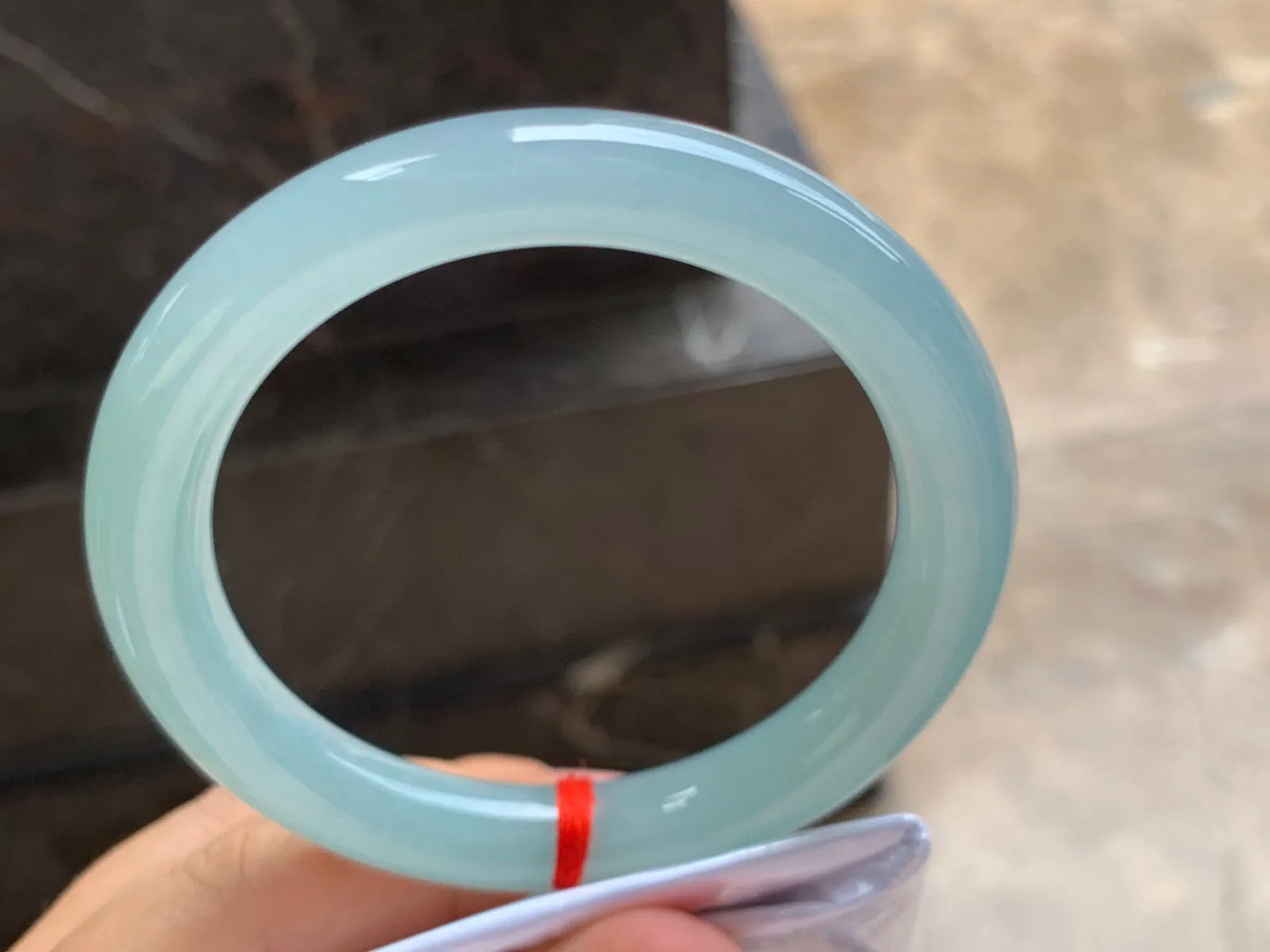 57-10mm
冰种晴水圆条手镯 水润光泽