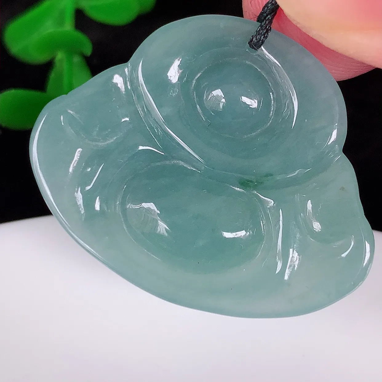 自然光实拍 冰胶满色佛公吊坠，翡翠笑佛 饱满 开脸喜庆 配戴优雅迷人！#204.2尺寸32-25-6.5mm