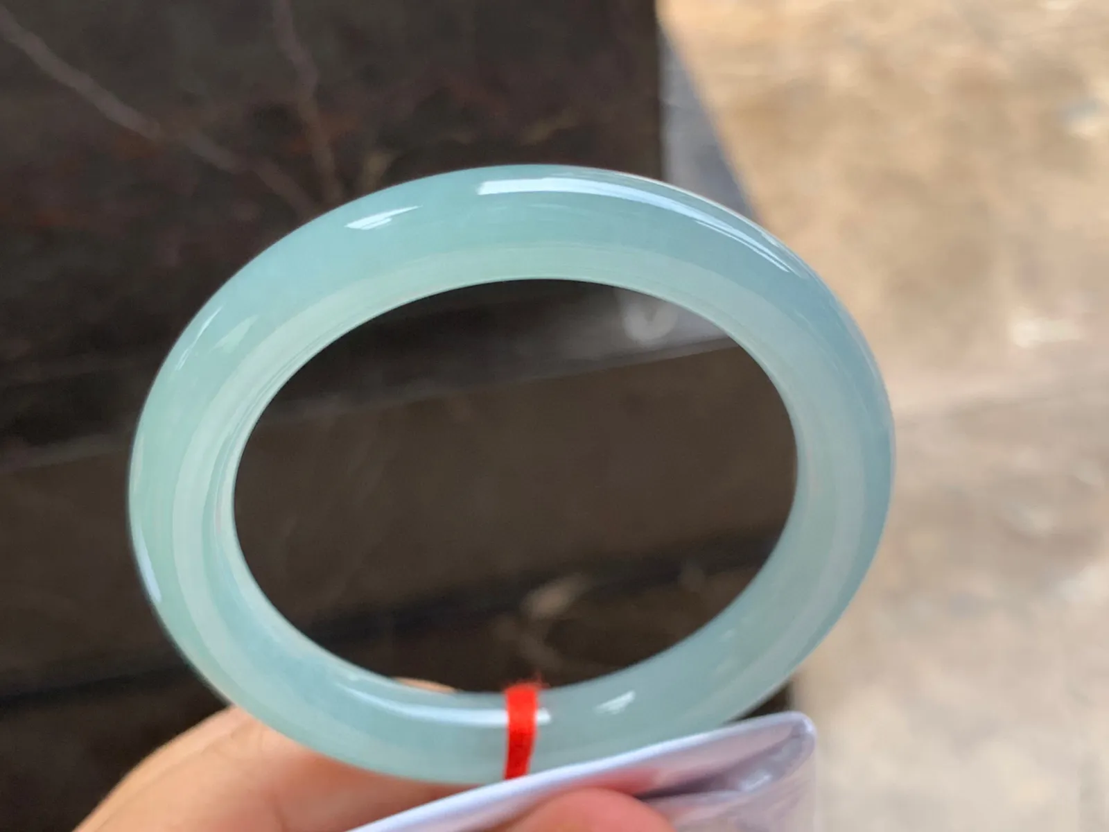 57-10mm
冰种晴水圆条手镯 水润光泽
