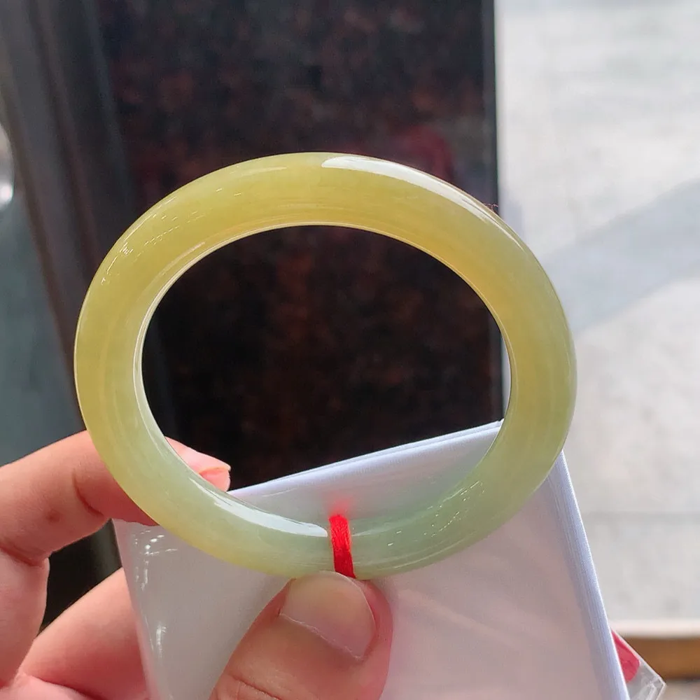 圆条冰黄翡 无瑕 尺寸:54.1/9.3 超值🥰🥰