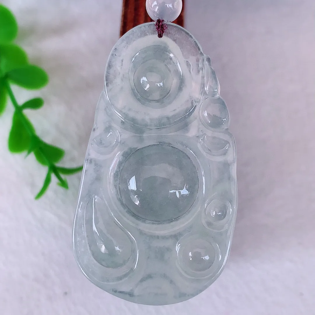 自然光实拍 冰种逍遥布袋佛翡翠挂件， 翡翠笑佛， 代代有钱 冰透 盈满欢喜 清新脱俗 配戴送礼佳品！#204.2尺寸46.5*27*5mm