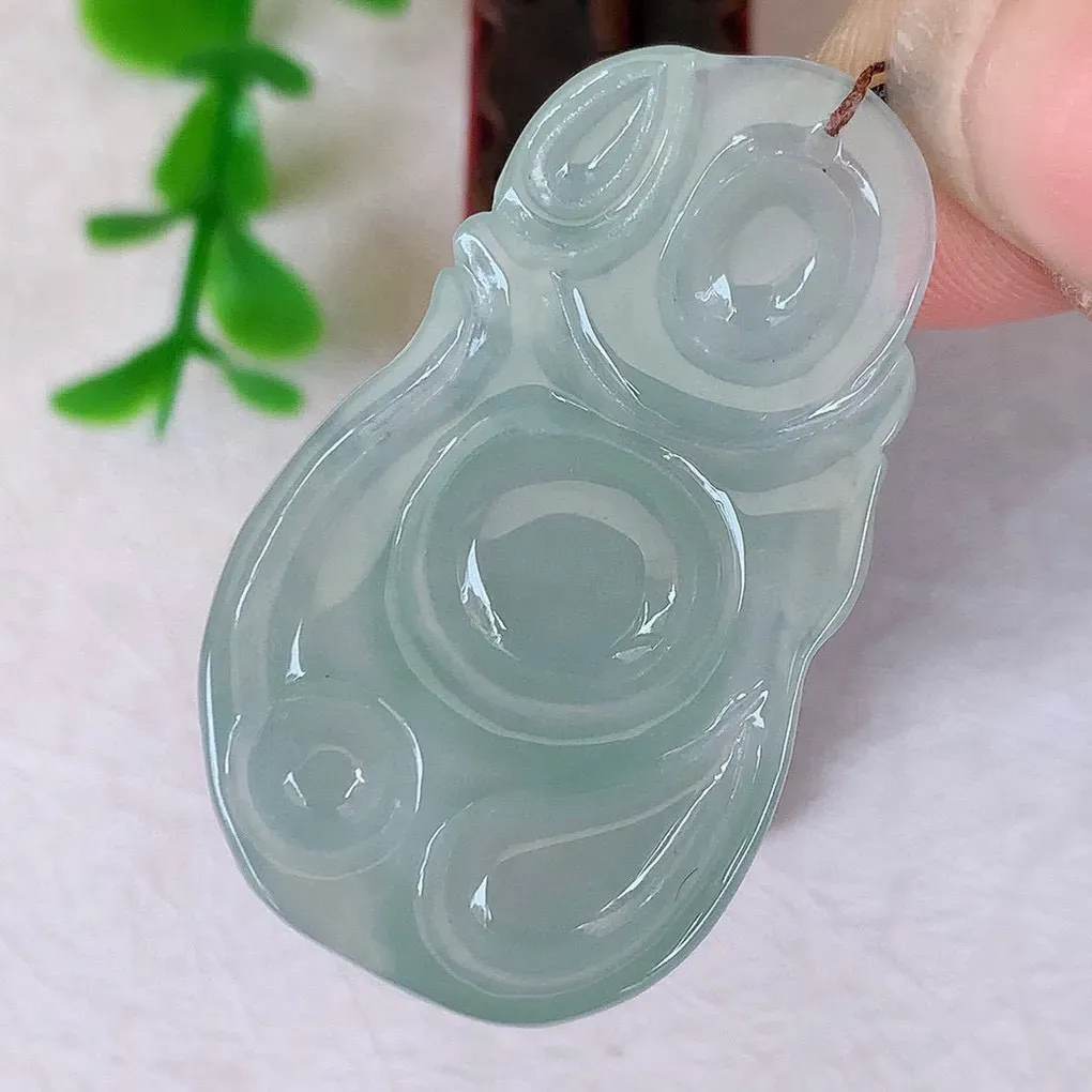 自然光实拍 冰种布袋佛翡翠挂件 代代有钱 水足丰盈 盈满欢喜  配戴送礼佳品！#147.3尺寸35*21*5.2mm