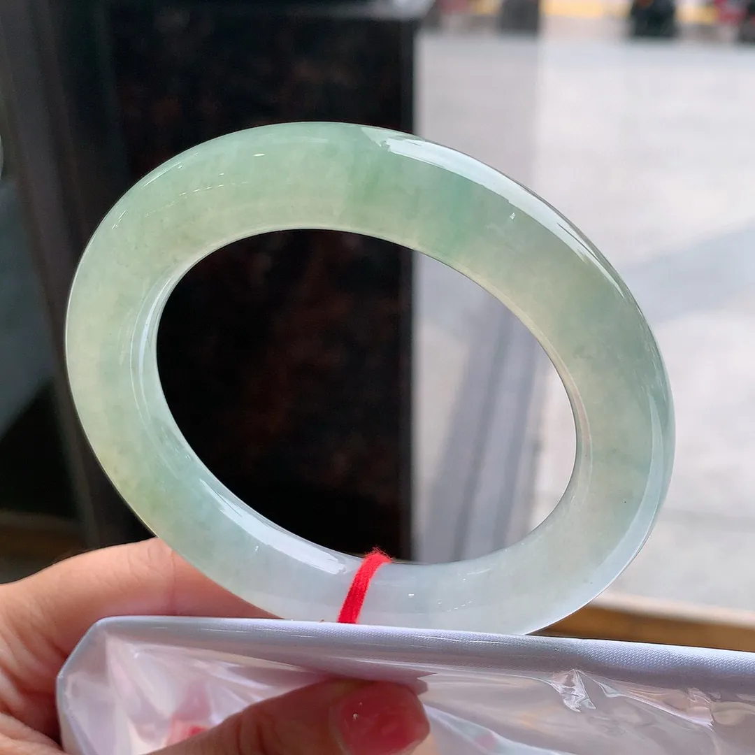 圆条高冰绿 无瑕 尺寸:58.1/11.7 种水好