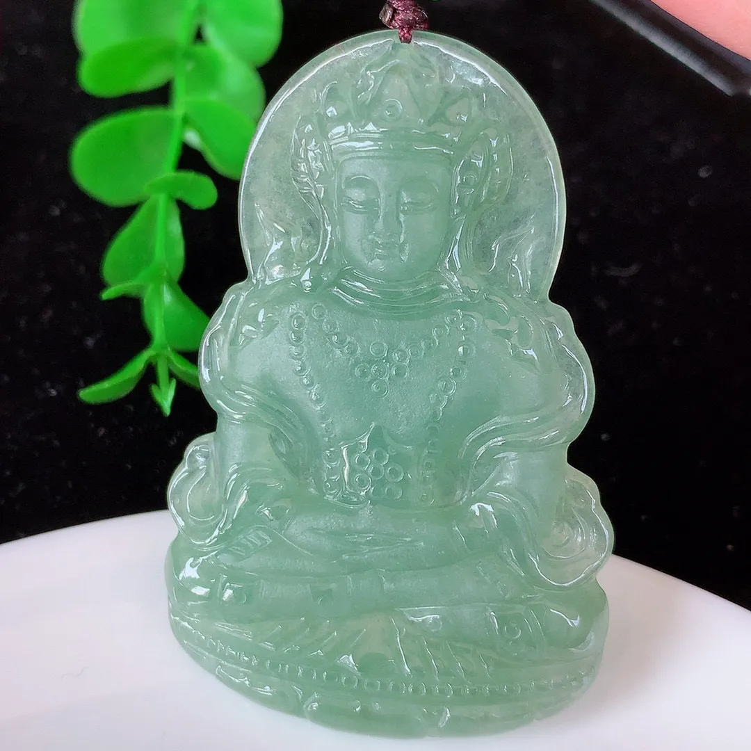 自然光实拍，冰胶翡翠赐福观音，冰透水润，庇佑守护 种水足 工艺精致 送礼或自留佳选！#062.2尺寸