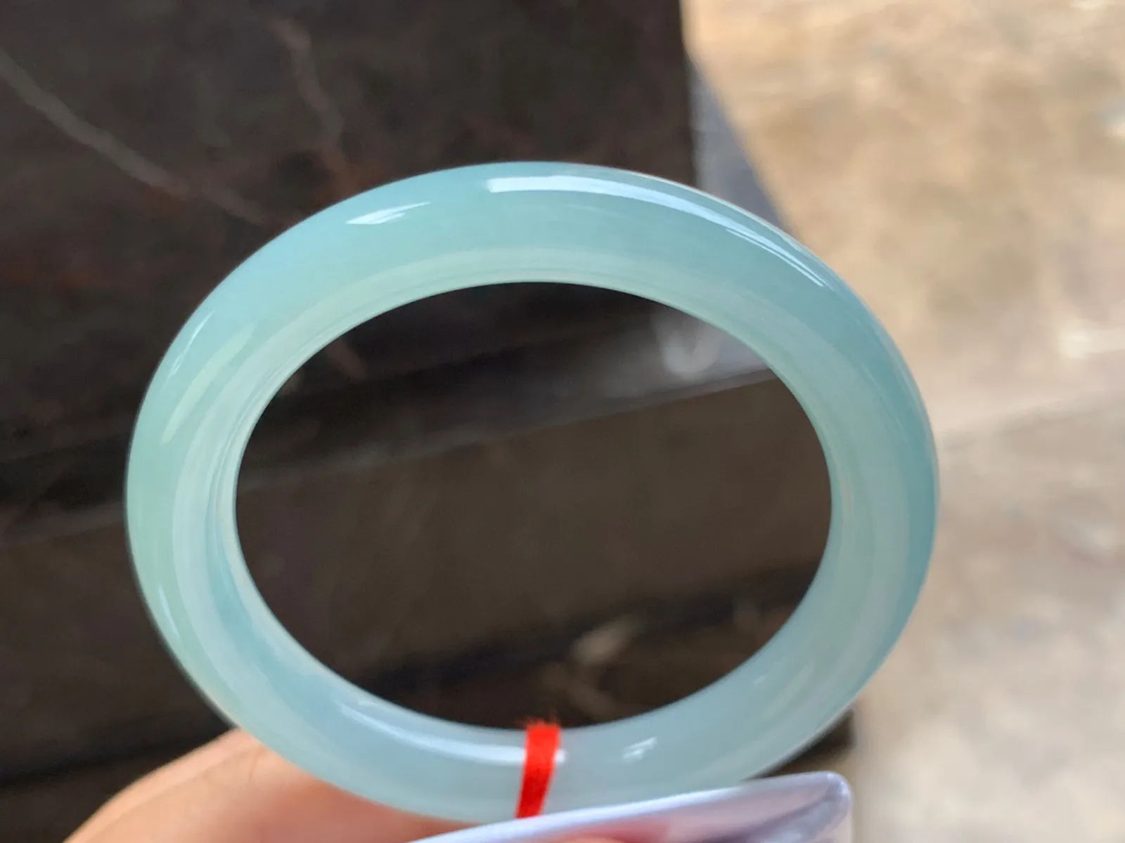 57-10mm
冰种晴水圆条手镯 水润光泽
