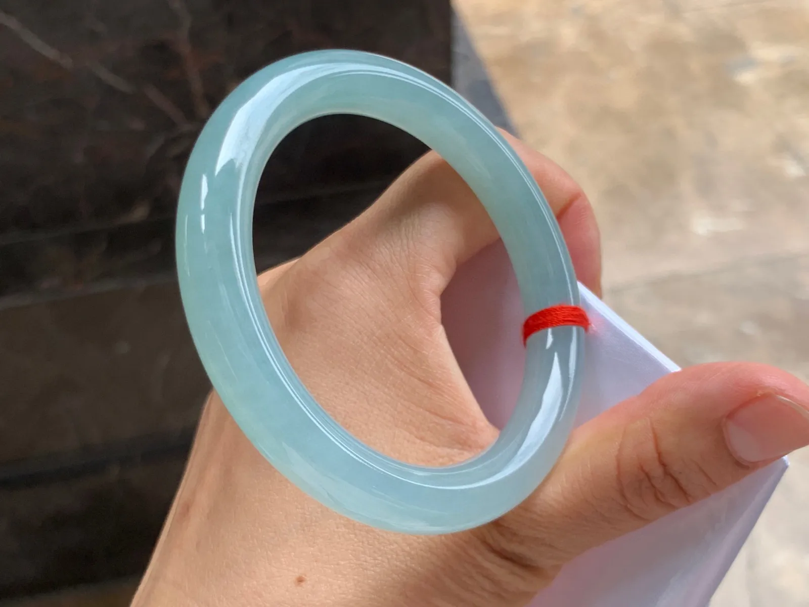 57-10mm
冰种晴水圆条手镯 水润光泽