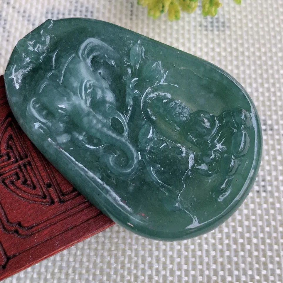 自然光实拍，冰满色普贤菩萨翡翠吊坠 A货翡翠赐福观音，功德圆满，佛光普照 普度众生#231.4尺寸5