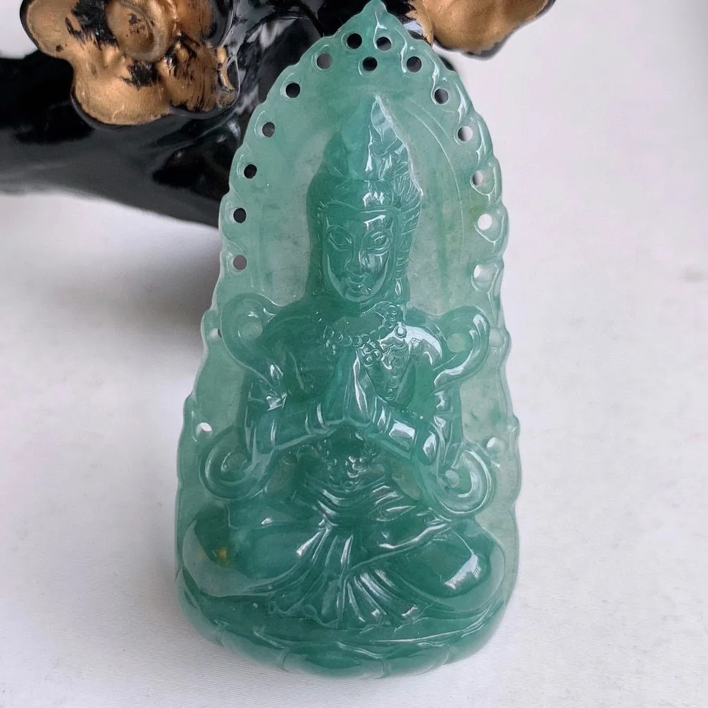 自然光实拍 冰满色观音吊坠，翡翠赐福观音，冰透水润，庇佑守护 种水足 工艺精致，送礼或自留佳选！#4